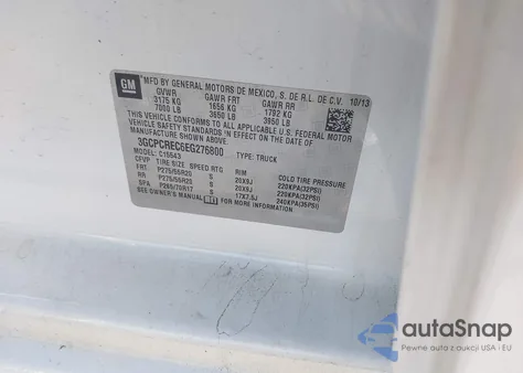 2014 Chevrolet Silverado 1500 1Lt z USA, uszkodzony, nr VIN 3GCPCREC6EG276800